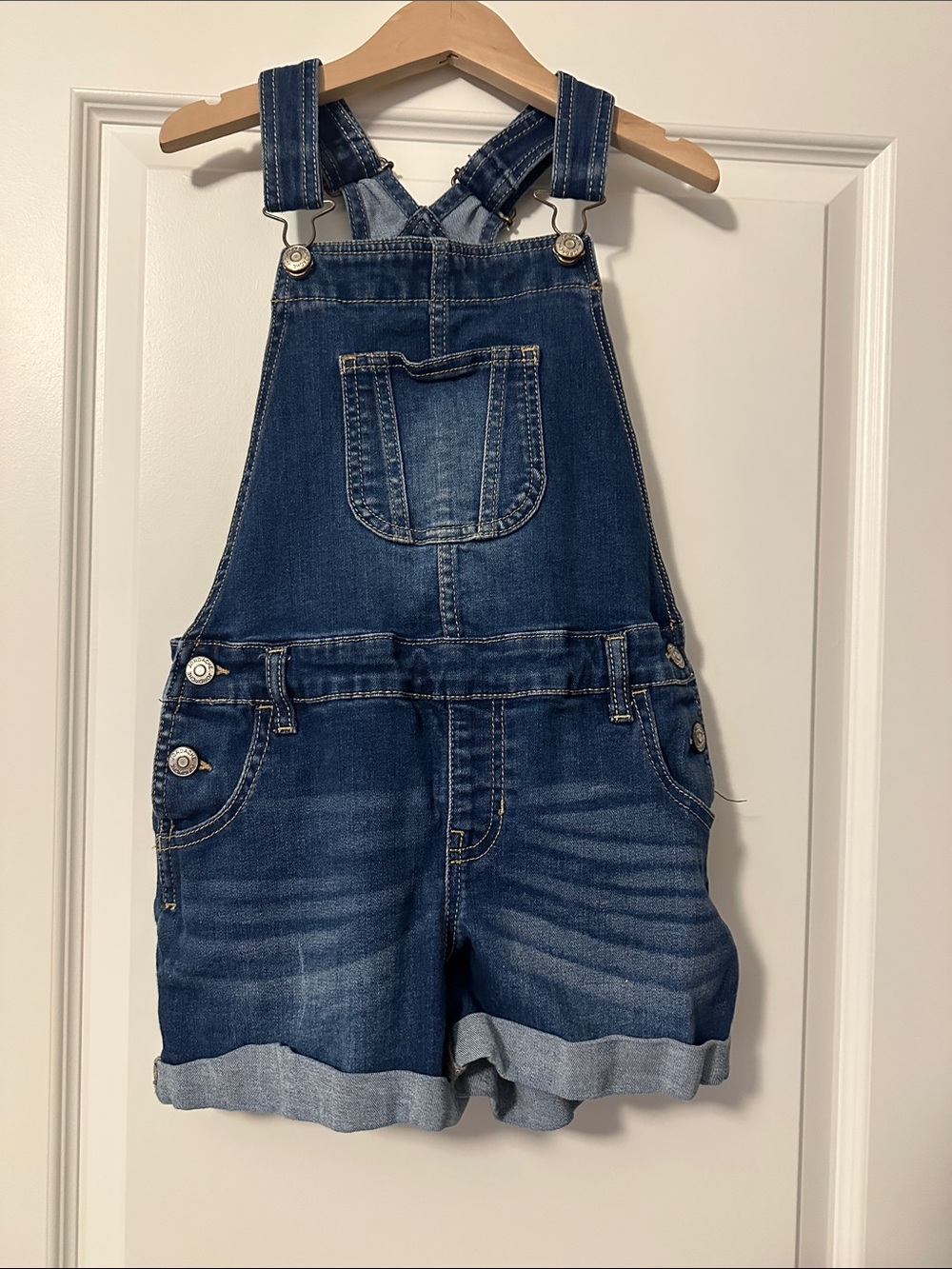 Kids Denim Short Overalls - Blue